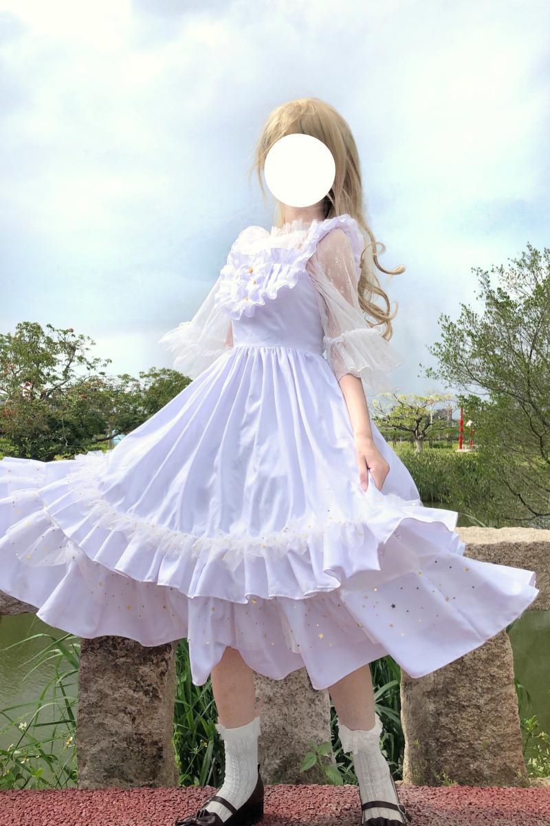 Cold Star and Watery Moon Pattern Casual Lolita Dress